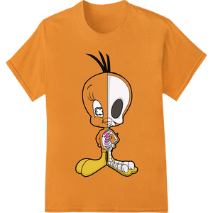 Vibrant heat transfer print on Quirky Cartoon Skeleton DTF Print for Spooky Halloween Style