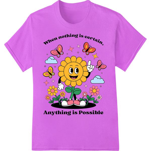 Retro Sunflower: Motivational Quote DTF Transfer Print on purple shirt - SUPERDTF-DTF Prints-DTF Transfers-Custom DTF Prints