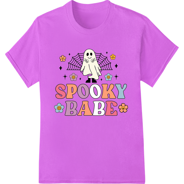 Adorable 'Spooky Babe' Ghost DTF Print Heat Transfer on purple shirt - SUPERDTF-DTF Prints-DTF Transfers-Custom DTF Prints