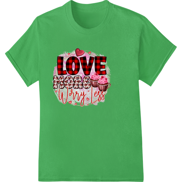 Adorable Valentine's Coffee Lover Heat Transfer Design on green shirt - SUPERDTF-DTF Prints-DTF Transfers-Custom DTF Prints