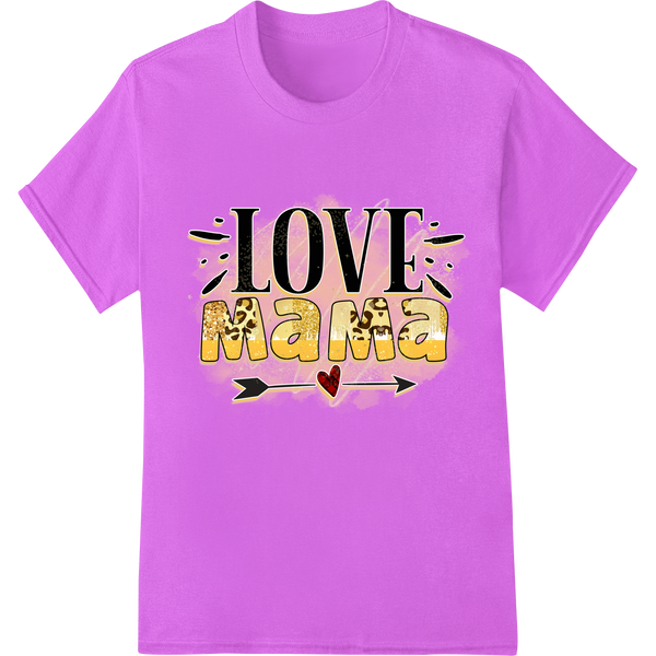 Celebrate Mom with 'Love Mama' Gold Foil DTF Print on purple shirt - SUPERDTF-DTF Prints-DTF Transfers-Custom DTF Prints