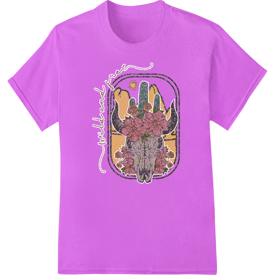 Rustic Cactus Charm: Vintage Southwest DTF Print Transfer on purple shirt - SUPERDTF-DTF Prints-DTF Transfers-Custom DTF Prints