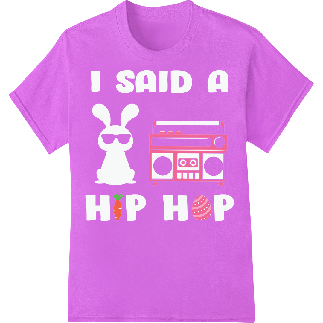 Retro Easter Boombox: 80s-Inspired DTF Print Heat Transfer on purple shirt - SUPERDTF-DTF Prints-DTF Transfers-Custom DTF Prints