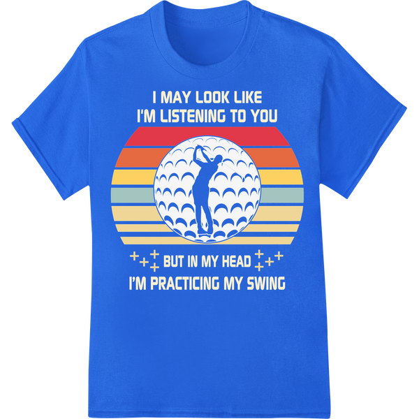 Funny Golf Daydreaming Retro Striped DTF Print Heat Transfer on blue shirt - SUPERDTF-DTF Prints-DTF Transfers-Custom DTF Prints