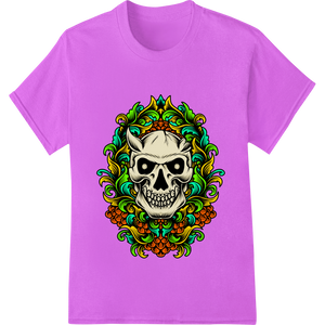 Ornate Skull Day of the Dead DTF Print Heat Transfer made with premium garment printing