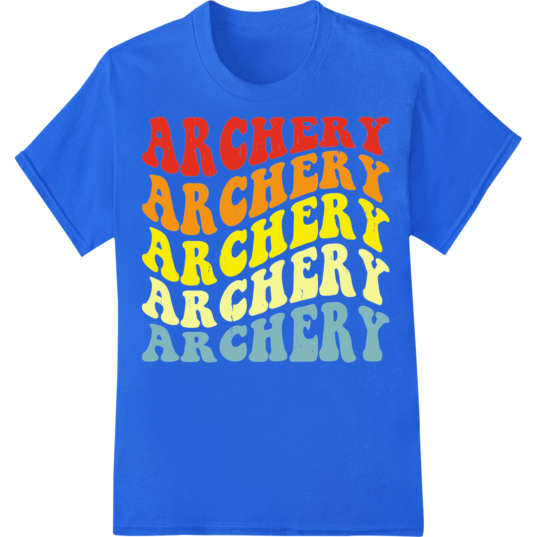 Bold Archery Passion: Eye-Catching DTF Print Heat Transfer on blue shirt - SUPERDTF-DTF Prints-DTF Transfers-Custom DTF Prints