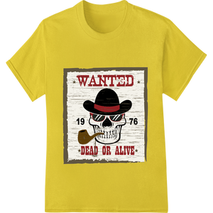 Durable professional DTF printing applied to Vintage Skull Cowboy Wanted Poster | Edgy Western Outlaw Tee