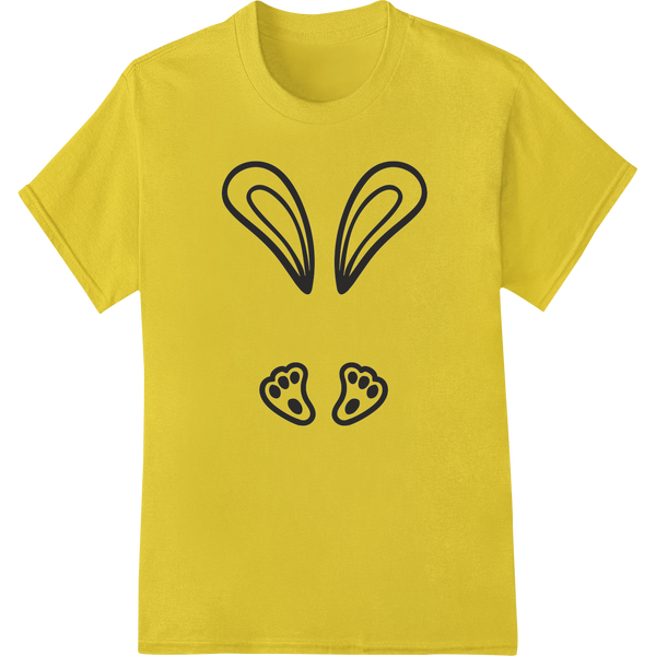 Hop into Easter with Adorable Bunny Ear & Paw Print DTF Transfer on yellow shirt - SUPERDTF-DTF Prints-DTF Transfers-Custom DTF Prints