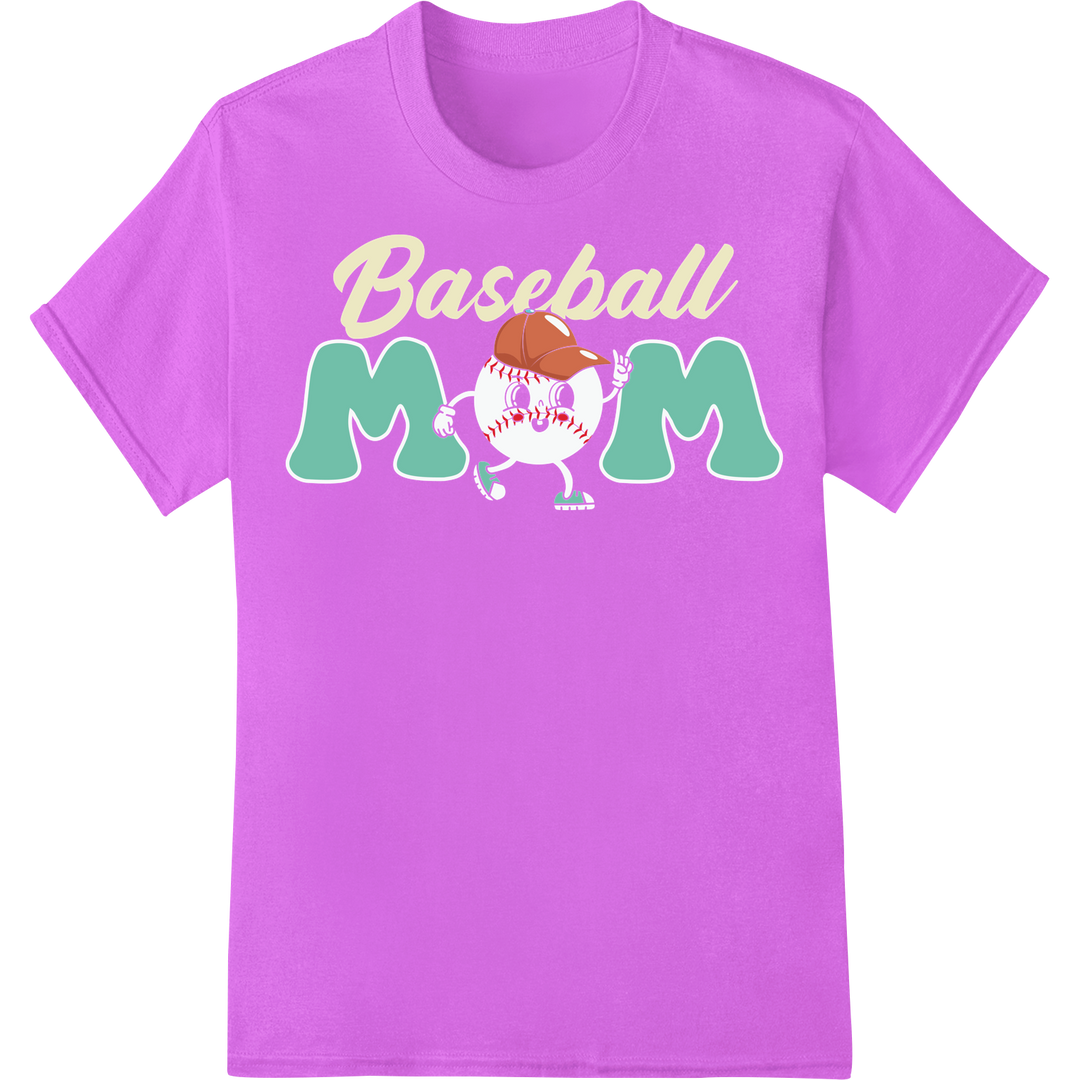 Baseball Mom: Show Your Love for the Game with Super DTF on purple shirt - SUPERDTF-DTF Prints-DTF Transfers-Custom DTF Prints