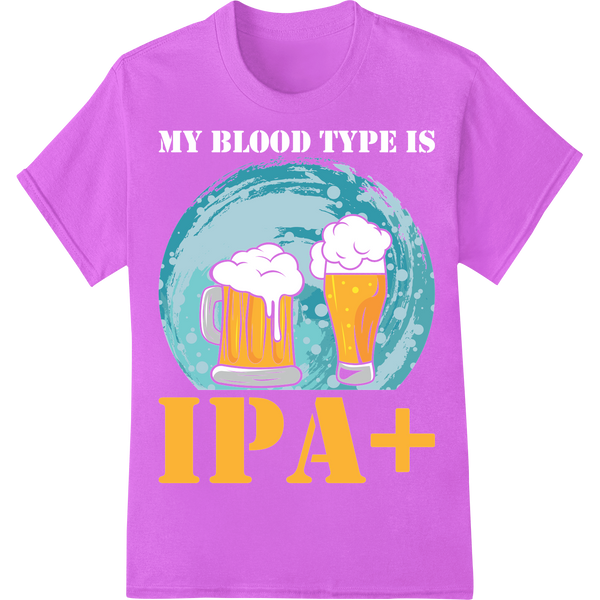 Cheers to Beers: Eye-Catching IPA+ DTF Print Heat Transfer on purple shirt - SUPERDTF-DTF Prints-DTF Transfers-Custom DTF Prints