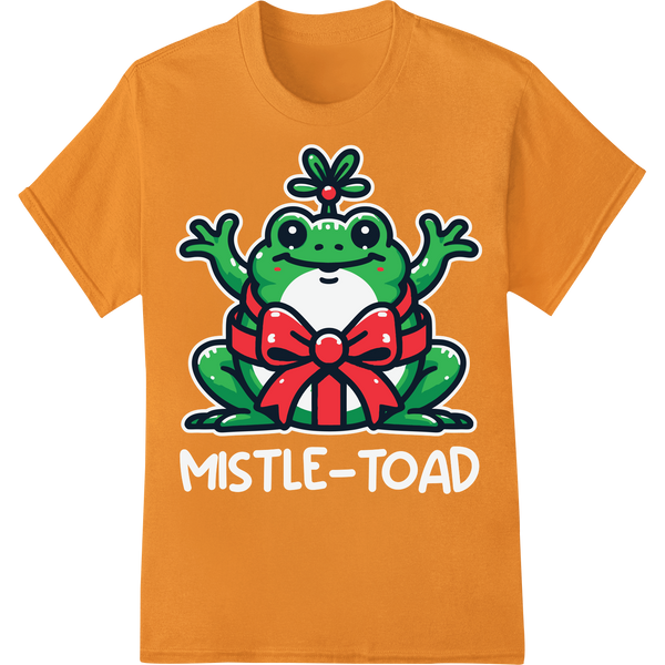 Adorable Christmas Frog Heat Transfer - Festive DTF Print on orange shirt - SUPERDTF-DTF Prints-DTF Transfers-Custom DTF Prints