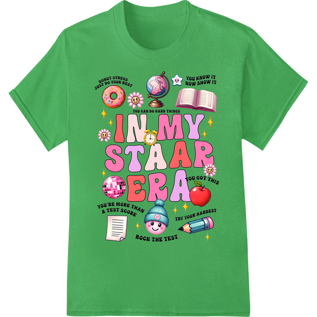 Boost Confidence with "In My STAAR Bra" Teacher DTF Print on green shirt - SUPERDTF-DTF Prints-DTF Transfers-Custom DTF Prints