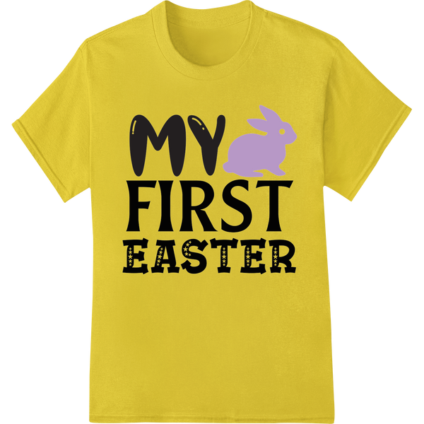 Adorable 'MY FIRST EASTER' Baby Outfit DTF Print Design on yellow shirt - SUPERDTF-DTF Prints-DTF Transfers-Custom DTF Prints