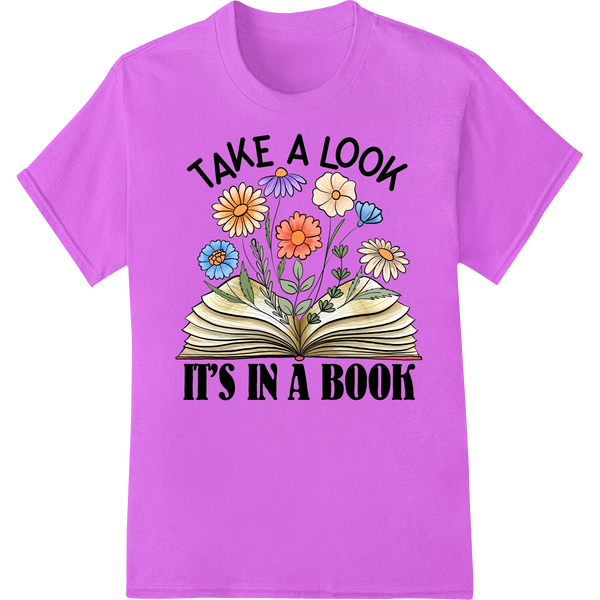 Adorable Book Lover's Back-to-School Heat Transfer Print on purple shirt - SUPERDTF-DTF Prints-DTF Transfers-Custom DTF Prints