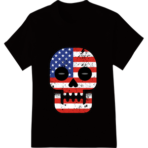 Cutting-edge digital printing featured on Skull American Flag Patriotic 4th of July DTF Heat Transfer