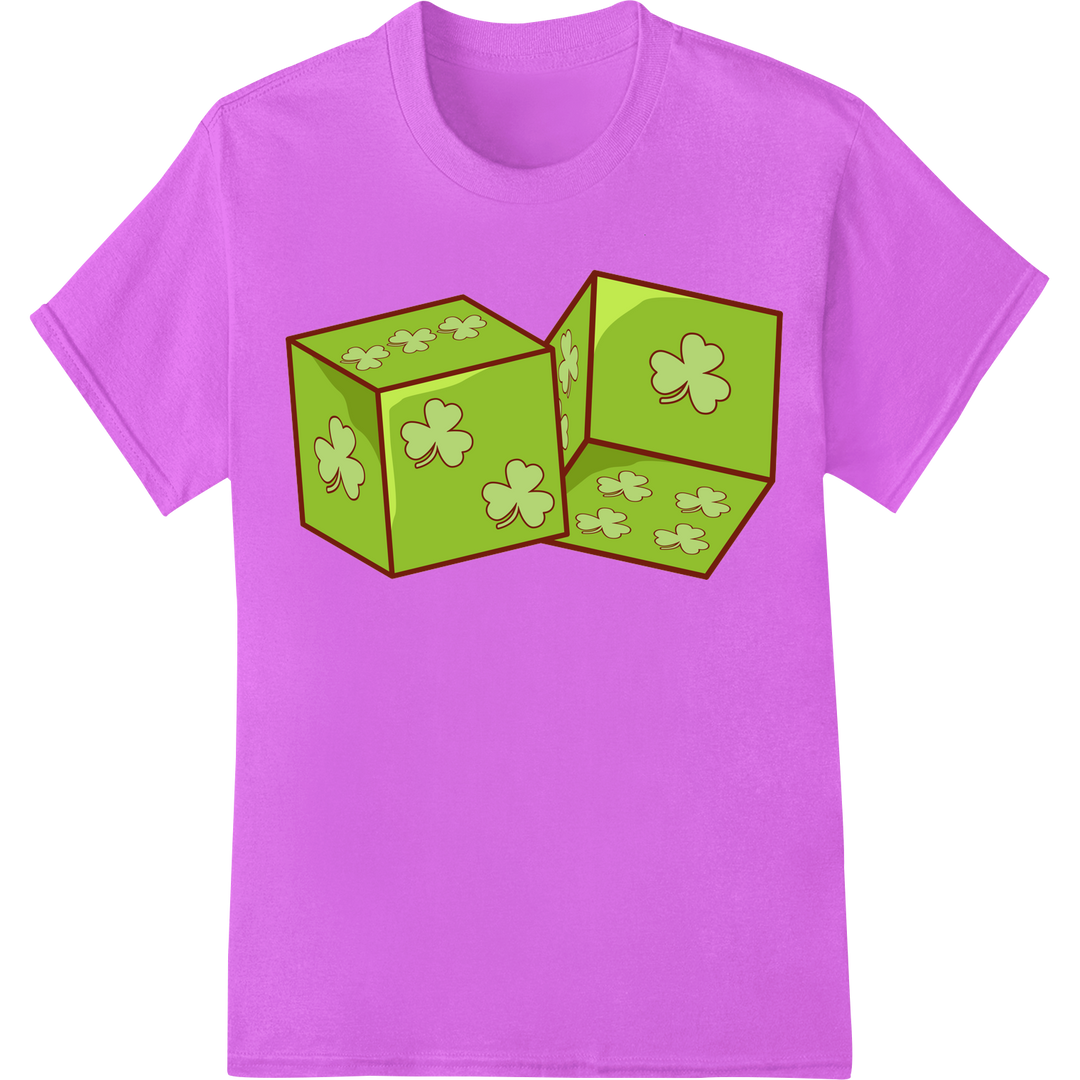 Lucky Shamrock Dice - St Patrick's Day DTF Print Transfer on purple shirt - SUPERDTF-DTF Prints-DTF Transfers-Custom DTF Prints