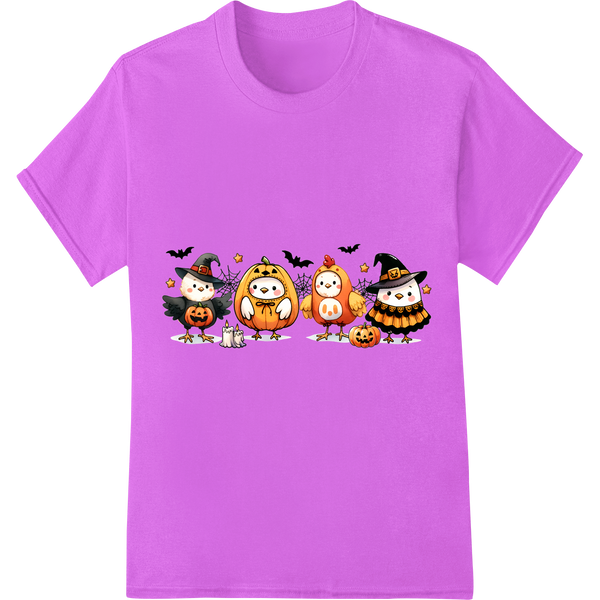 Adorable Chicken Farmer Halloween Cartoon Heat Transfer on purple shirt - SUPERDTF-DTF Prints-DTF Transfers-Custom DTF Prints