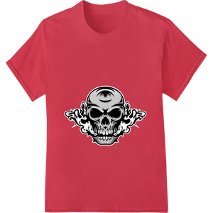 Cutting-edge customized apparel featured on Skull Smoke: Edgy Gothic DTF Heat Transfer Design