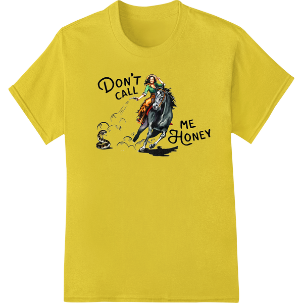 Funny Medieval Knight & Horse "Don't Call Me Honey" enhanced with professional custom apparel