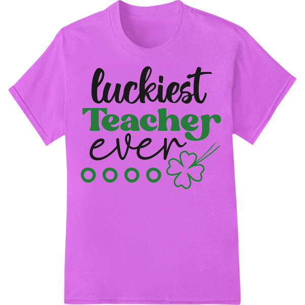 Lucky Teacher St. Patrick's DTF Print Heat Transfer Design on purple shirt - SUPERDTF-DTF Prints-DTF Transfers-Custom DTF Prints