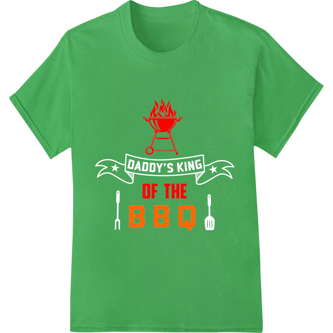 Claim Your Grill Throne: King of the BBQ Heat Transfer on green shirt - SUPERDTF-DTF Prints-DTF Transfers-Custom DTF Prints