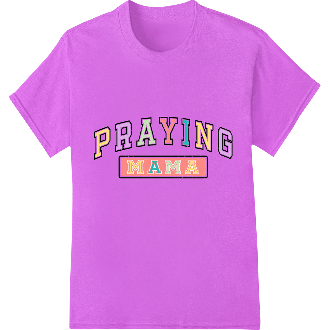 Vintage 'PRAYING MAMA' DTF Print | Retro Mother's Day Gift on purple shirt - SUPERDTF-DTF Prints-DTF Transfers-Custom DTF Prints