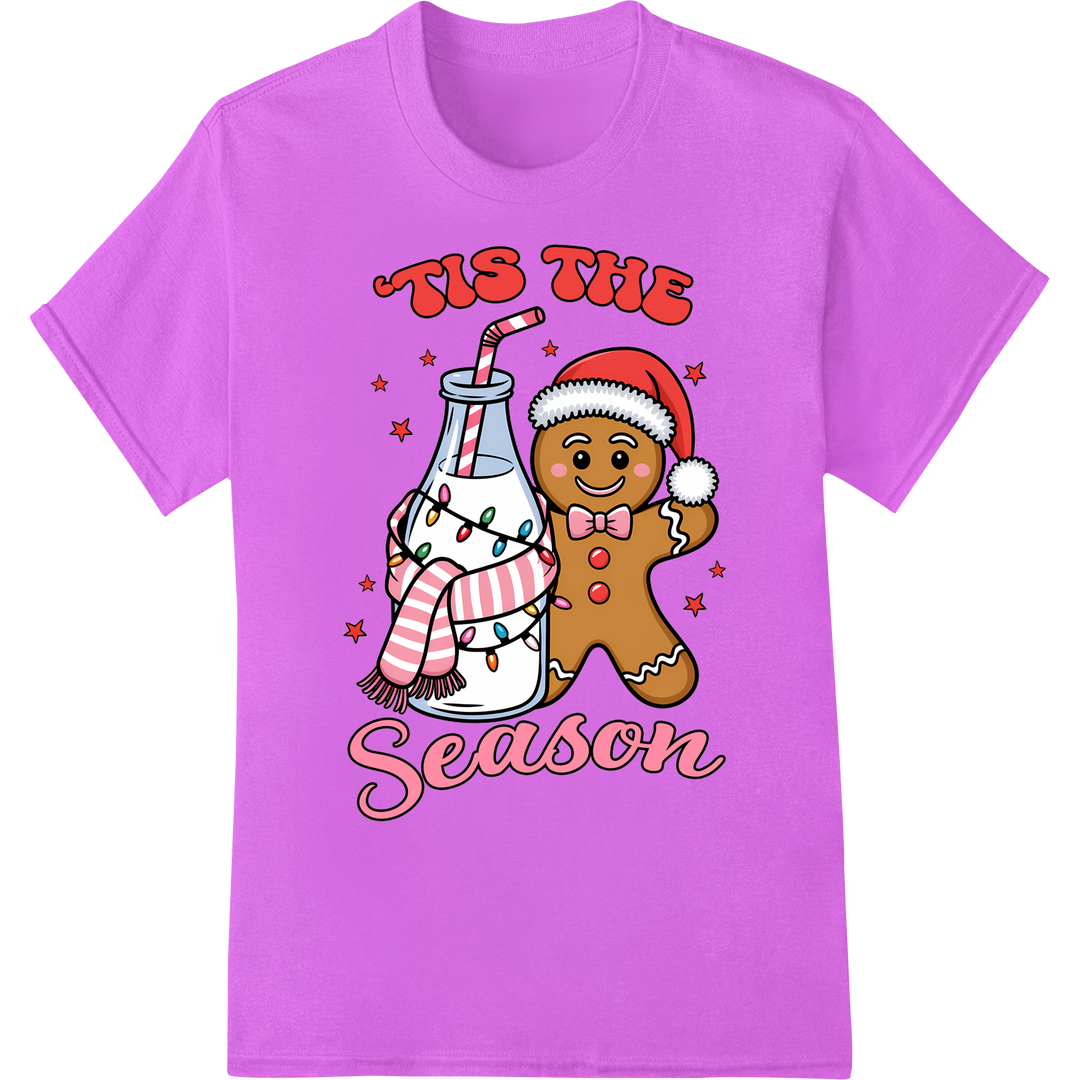 'Tis The Season Gingerbread Christmas DTF Print Transfer on purple shirt - SUPERDTF-DTF Prints-DTF Transfers-Custom DTF Prints