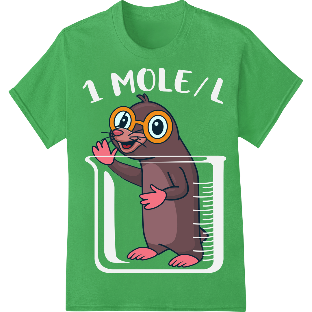 Adorable Cartoon Mole DTF Print Heat Transfer | Quirky Fun on green shirt - SUPERDTF-DTF Prints-DTF Transfers-Custom DTF Prints