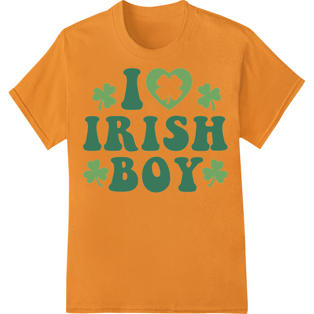 Retro Irish Boy Shamrock St. Patrick's Day DTF Print on orange shirt - SUPERDTF-DTF Prints-DTF Transfers-Custom DTF Prints