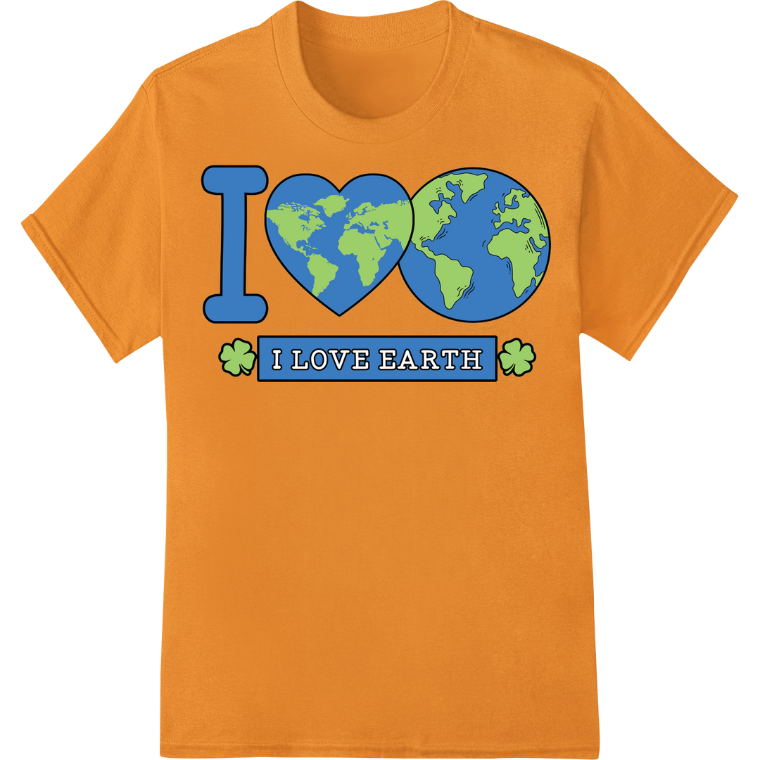 I Love Earth DTF Print Heat Transfer | Eco-Friendly Design on orange shirt - SUPERDTF-DTF Prints-DTF Transfers-Custom DTF Prints