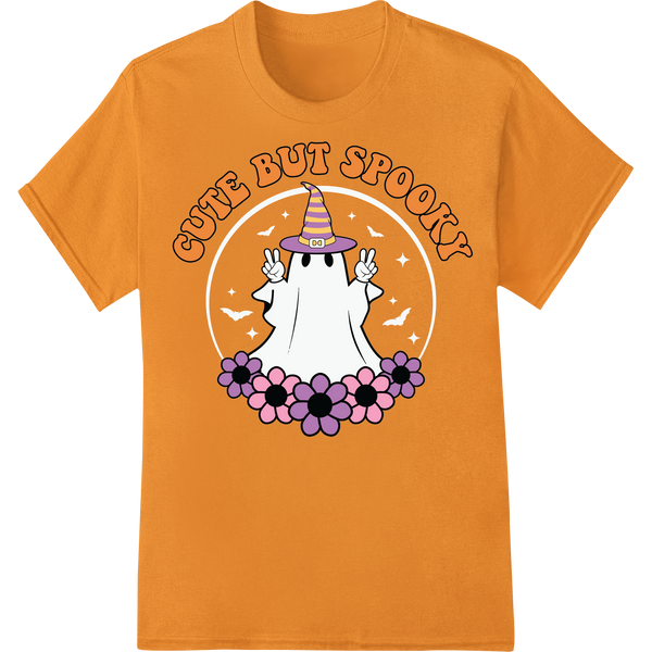 Adorable Halloween Ghost - Cute But Spooky DTF Transfer on orange shirt - SUPERDTF-DTF Prints-DTF Transfers-Custom DTF Prints