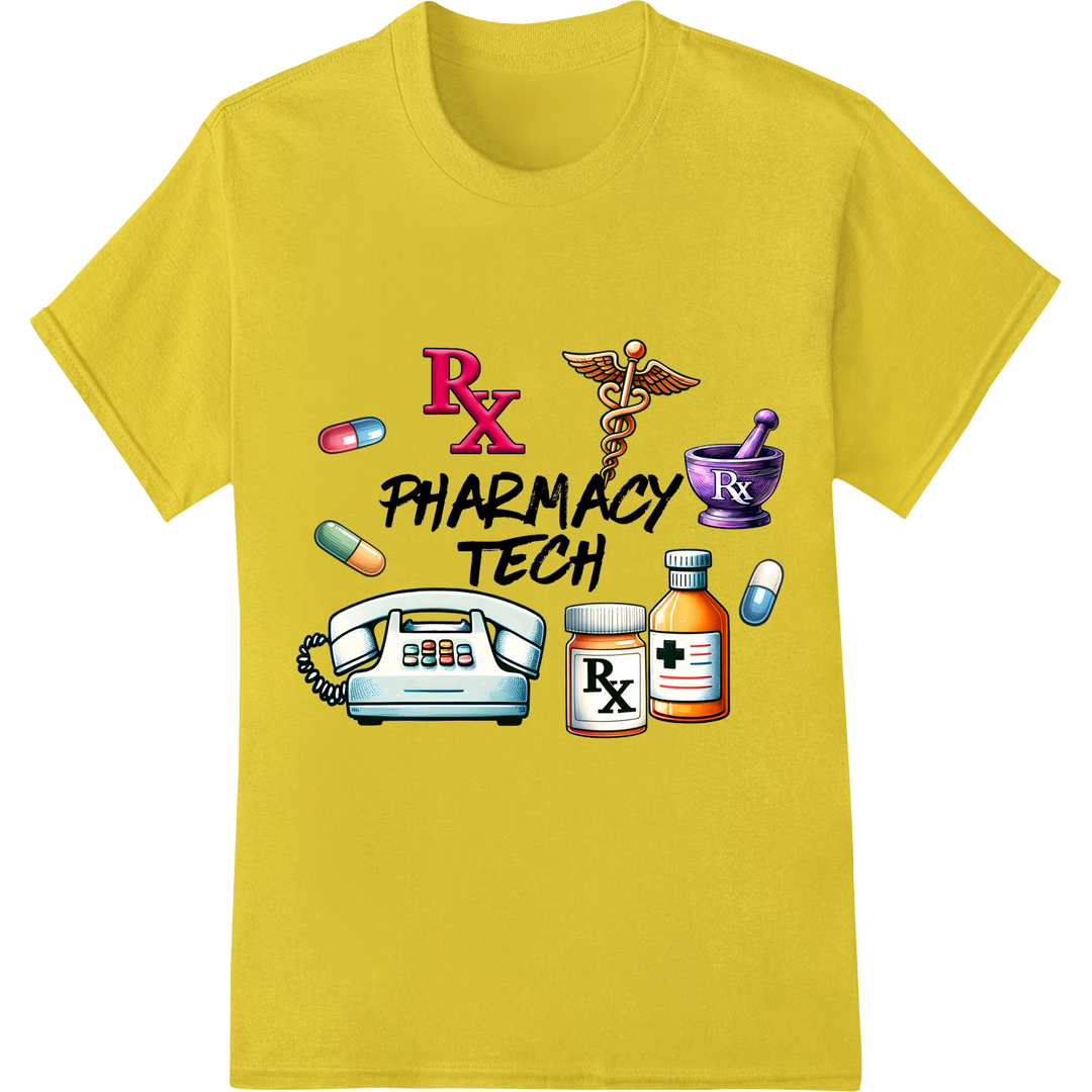 Bold Rx Pharmacy Tech DTF Print Heat Transfer | Healthcare on yellow shirt - SUPERDTF-DTF Prints-DTF Transfers-Custom DTF Prints