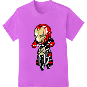 Cutting-edge apparel decoration featured on Ride Like a Superhero: Iron Man Motorcycle Cartoon