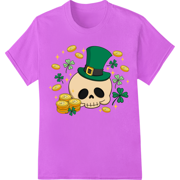 Spooky St. Patrick's Skeleton DTF Heat Transfer Print on purple shirt - SUPERDTF-DTF Prints-DTF Transfers-Custom DTF Prints