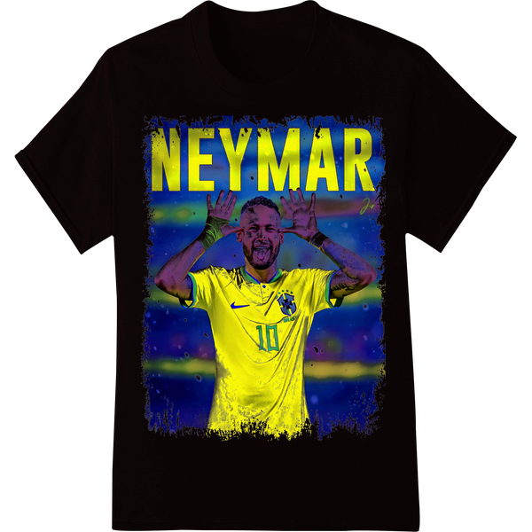 Neymar: Brazilian Soccer Sensation | Super DTF Heat Transfer on black shirt - SUPERDTF-DTF Prints-DTF Transfers-Custom DTF Prints