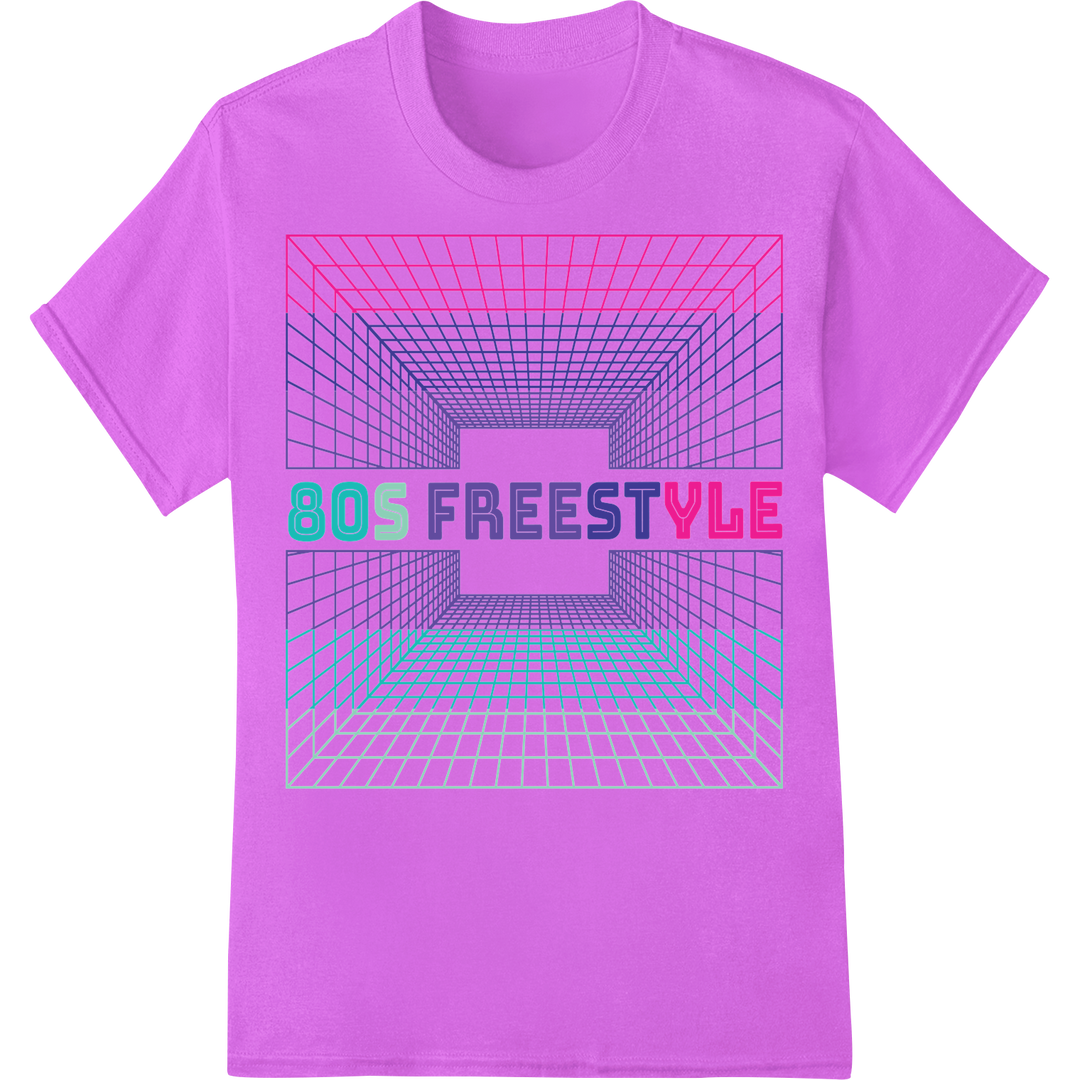 Retro '80s Freestyle Neon DTF Print Heat Transfer | Vaporwave on purple shirt - SUPERDTF-DTF Prints-DTF Transfers-Custom DTF Prints