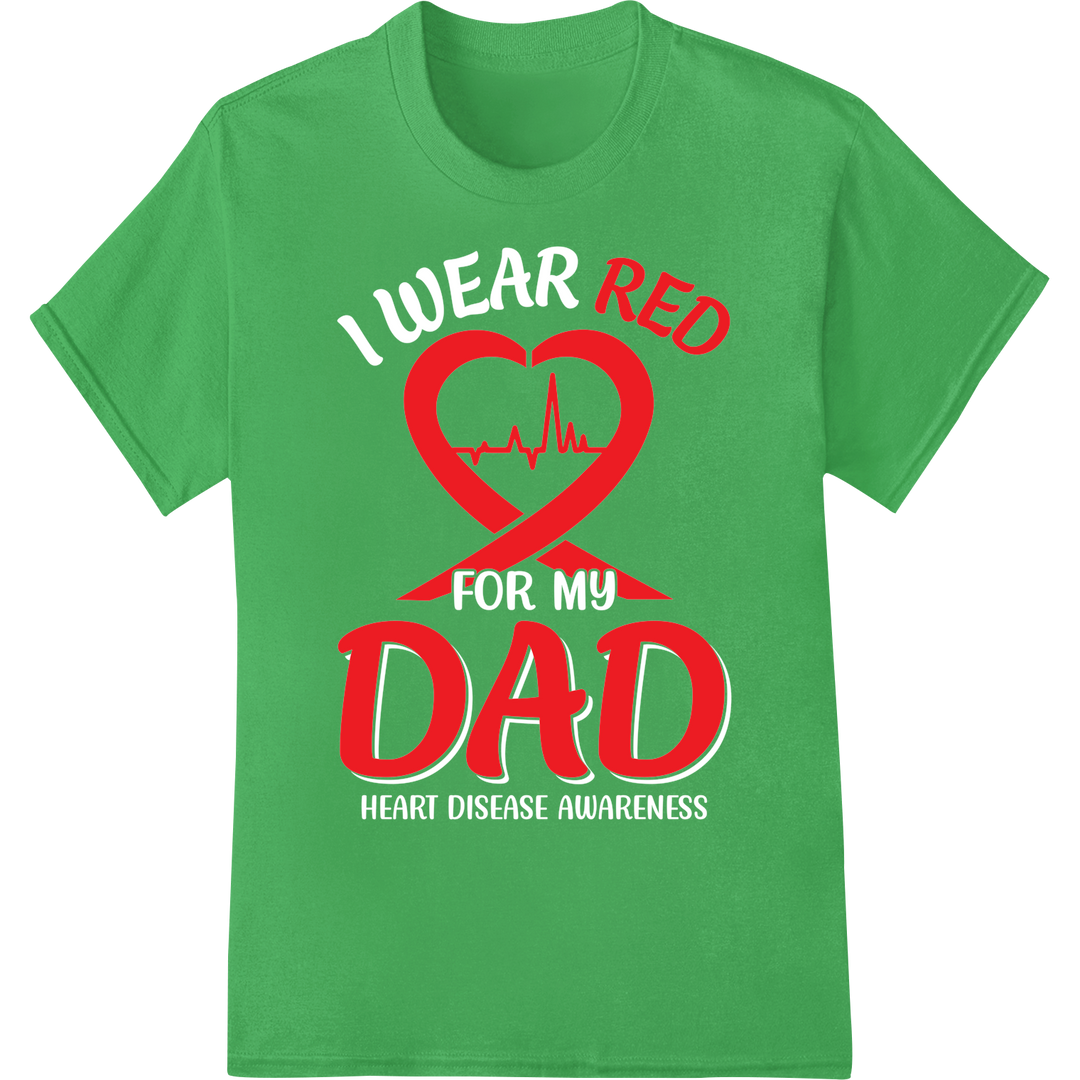 Heartfelt 'RED DAD' DTF Print for Father's Day Gifts on green shirt - SUPERDTF-DTF Prints-DTF Transfers-Custom DTF Prints