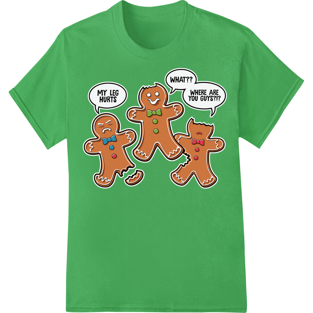 Retro Gingerbread Nurse Christmas DTF Print Heat Transfer on green shirt - SUPERDTF-DTF Prints-DTF Transfers-Custom DTF Prints