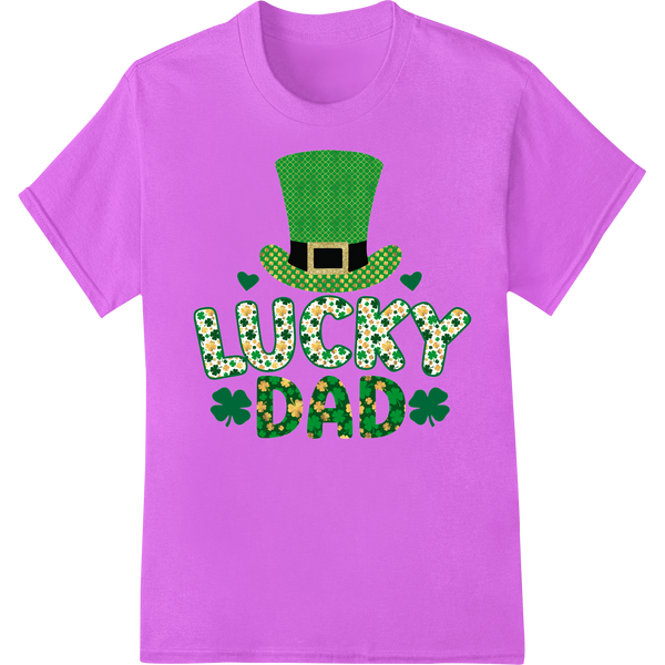 Lucky Dad St. Patrick's Day Clover Hat Heat Transfer on purple shirt - SUPERDTF-DTF Prints-DTF Transfers-Custom DTF Prints