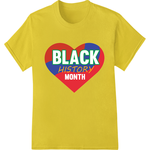 Vibrant Heart-Shaped Black History Month DTF Print Transfer on yellow shirt - SUPERDTF-DTF Prints-DTF Transfers-Custom DTF Prints