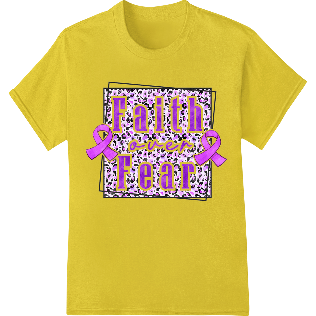 Faith Over Fear: Alzheimer's Awareness Leopard Print DTF on yellow shirt - SUPERDTF-DTF Prints-DTF Transfers-Custom DTF Prints