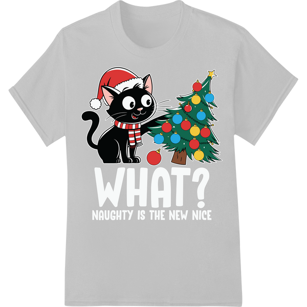 Festive Christmas Cat DTF Print Heat Transfer | Holiday Cheer on white shirt - SUPERDTF-DTF Prints-DTF Transfers-Custom DTF Prints