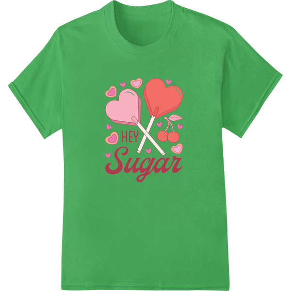 Retro 'Hey Sugar' Valentine's Day DTF Print Heat Transfer on green shirt - SUPERDTF-DTF Prints-DTF Transfers-Custom DTF Prints