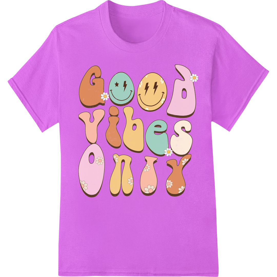 Retro Mental Health Doodles: Spread Good Vibes Everywhere on purple shirt - SUPERDTF-DTF Prints-DTF Transfers-Custom DTF Prints