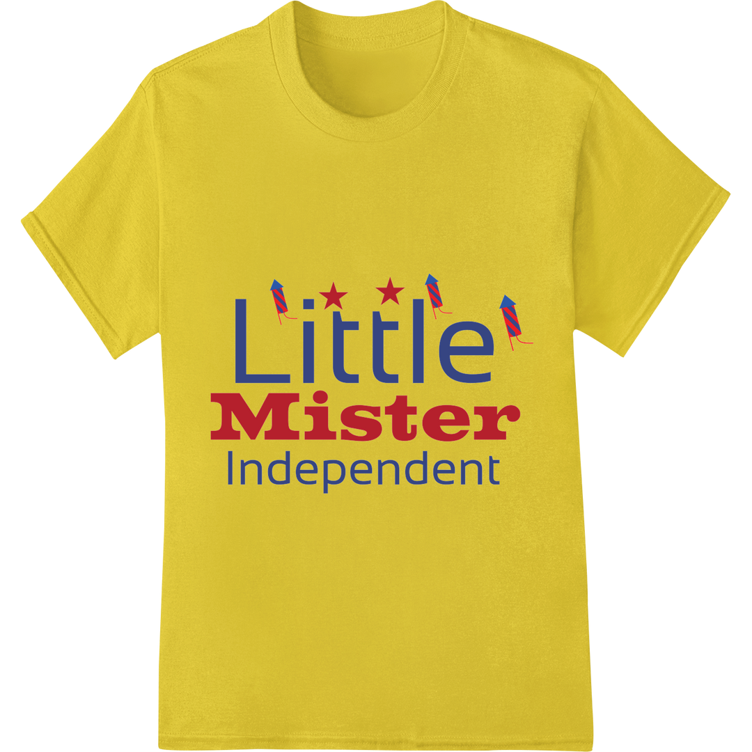 Adorable Little Mister Independent DTF Print for Patriotic Baby on yellow shirt - SUPERDTF-DTF Prints-DTF Transfers-Custom DTF Prints