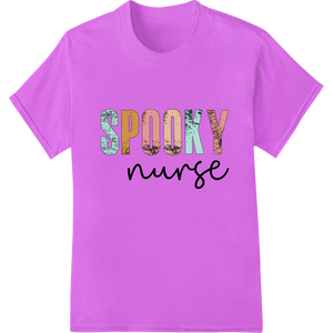 Durable DTF heat transfers applied to Spooky Nurse: Vibrant Halloween Typography Heat Transfer