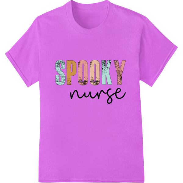 Durable DTF heat transfers applied to Spooky Nurse: Vibrant Halloween Typography Heat Transfer