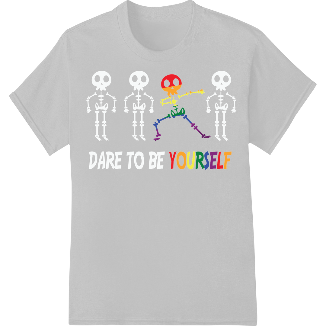 Be Yourself Rainbow LGBT Pride Stick Figure DTF Transfer on white shirt - SUPERDTF-DTF Prints-DTF Transfers-Custom DTF Prints