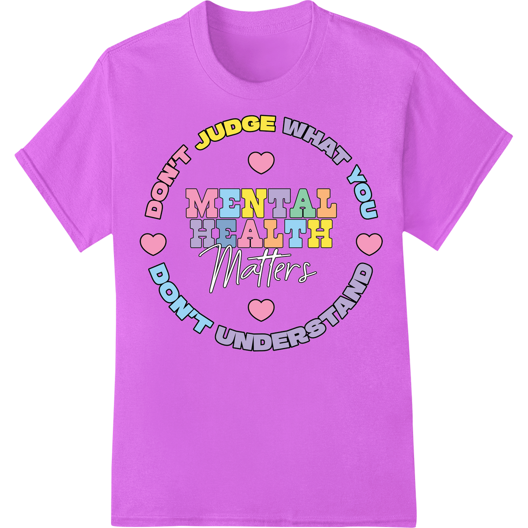 Bold Mental Health Matters T-Shirt DTF Print Transfer on purple shirt - SUPERDTF-DTF Prints-DTF Transfers-Custom DTF Prints