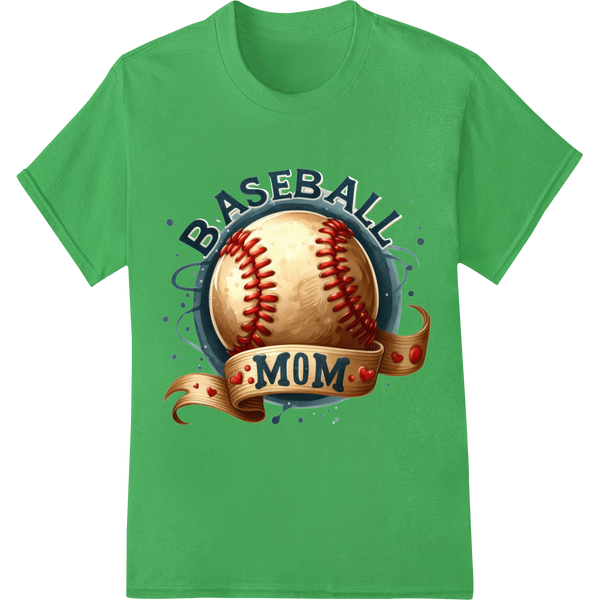 Bold Baseball Mom | DTF Print Heat Transfer | Sports Gift on green shirt - SUPERDTF-DTF Prints-DTF Transfers-Custom DTF Prints